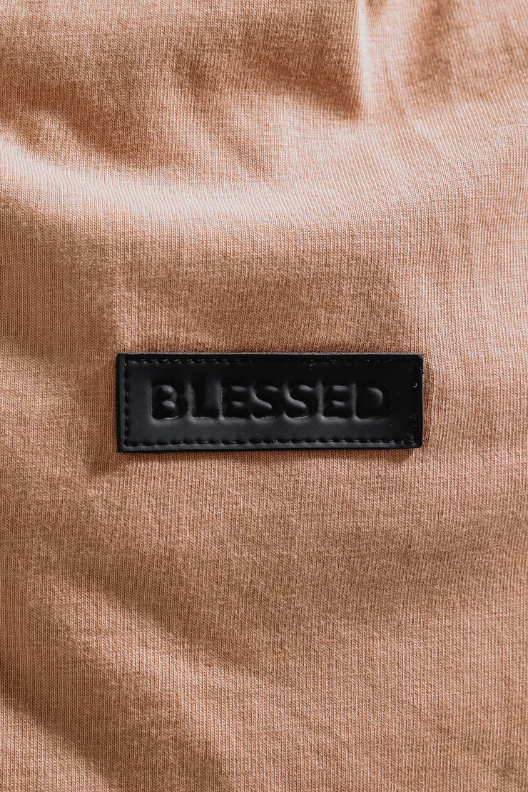 Blessed-3D-Silicon-Applique-Boxy-T-Shirt-Sand
