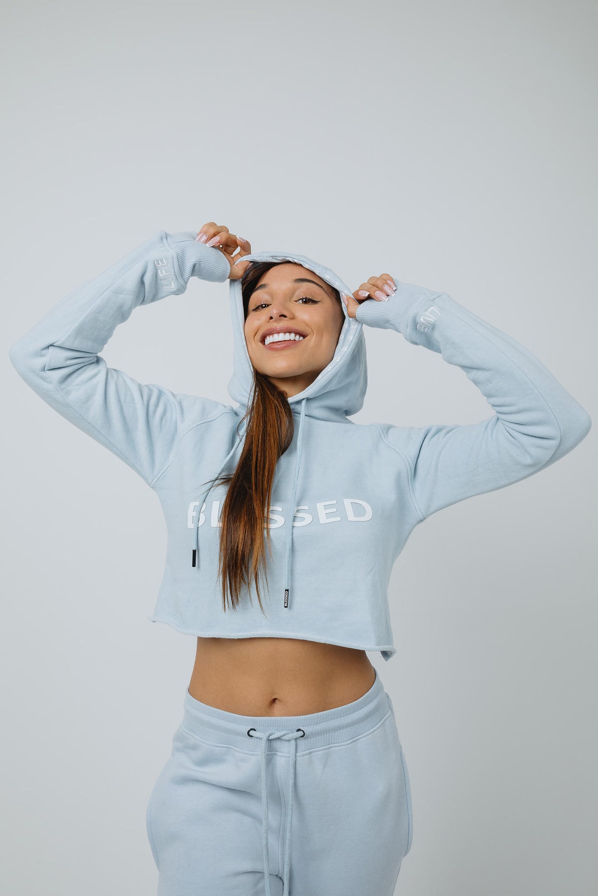 Baby blue outlet cropped hoodie